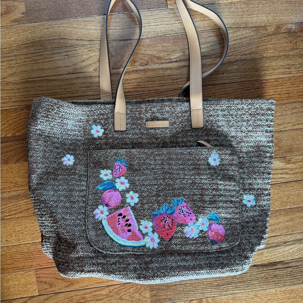 Vera Bradley Straw tote with fruit details